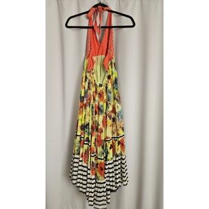Jean Paul Gaultier One-Shoulder Floral Maxi Dress in Coral and Yellow